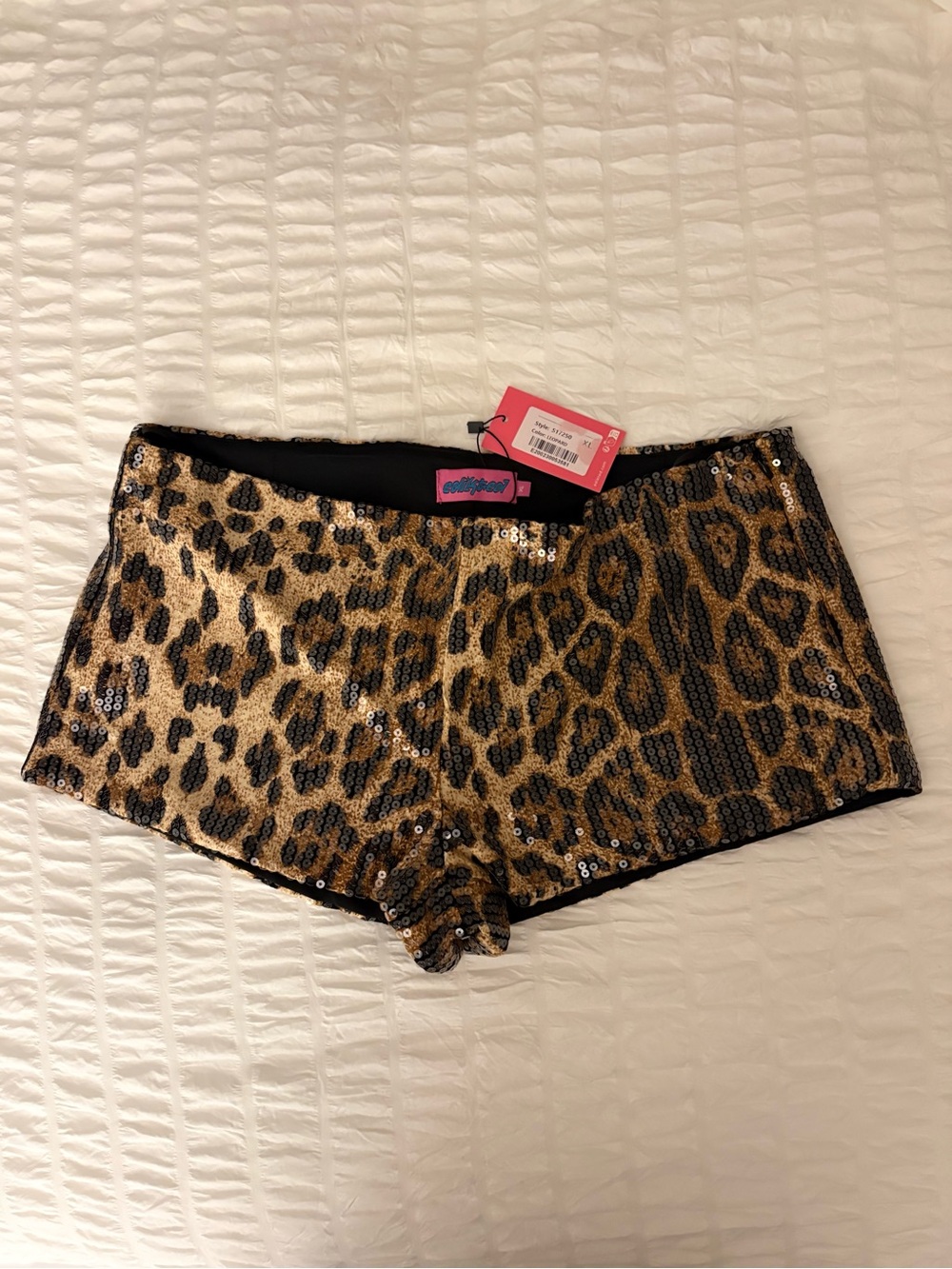 EDIKTED Sequin Leopard Print Microshorts - XL - NWT